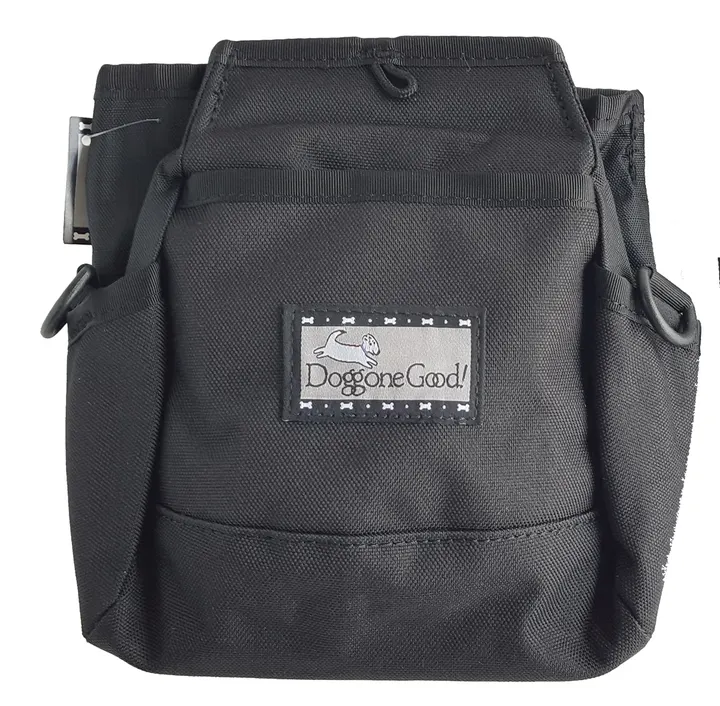Black treat pouch with a belt clip