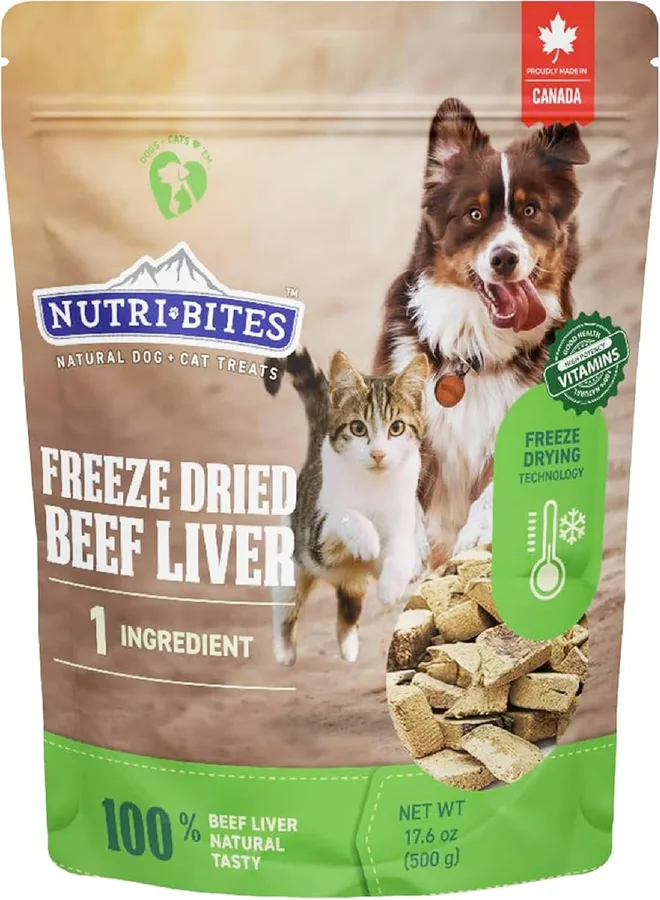 Bag of freeze-dried beef liver treats